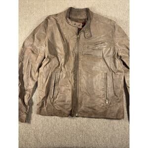 Street Legal 90s Vintage Leather Biker Jacket Full Zip Leather XL Brown 24.5x28